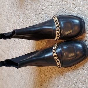 Black chain booties